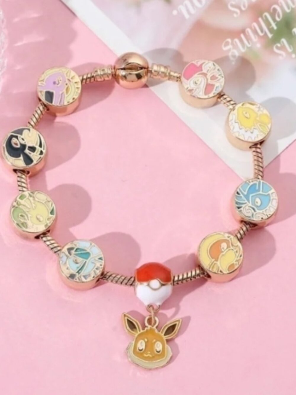 Pokémon 8 Eevee evolutions adjustable Gold-Plated Bracelet